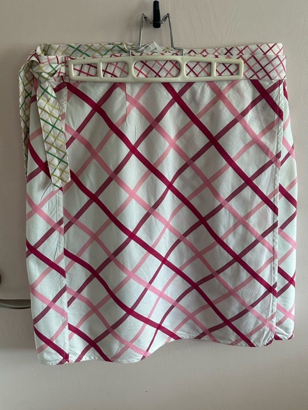 Vintage Liz Claiborne Reversible Wrap Skirt Size 10 Plaid Cotton 2-in-1